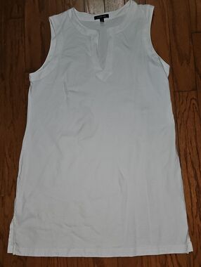 LANDS END WHITE SLEEVELESS TUNIC DRESS SZ L